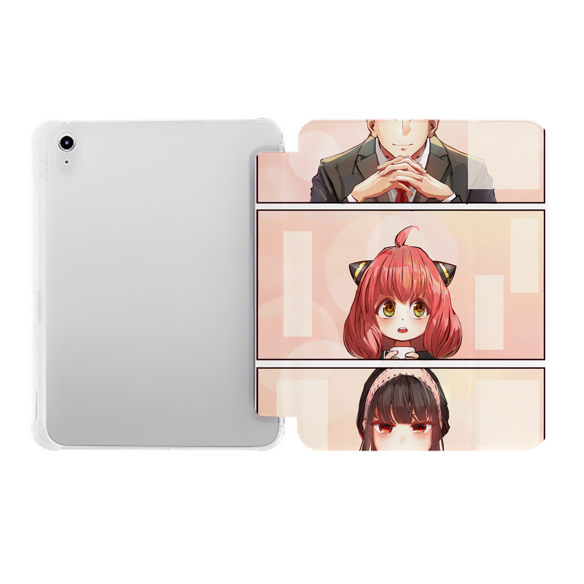 （画像用） SPY×FAMILY间谍家家酒 IPad ケース ペン収納付き 三つ折りスタンド PUレザー×シリコン 対応機種9.5/10.5/10.9インチ